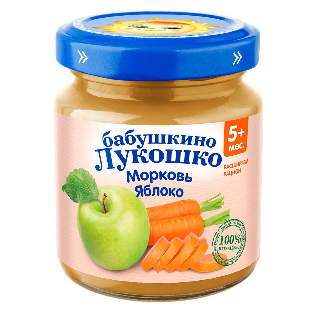 фото упаковки Бабушкино Лукошко Пюре яблоко морковь