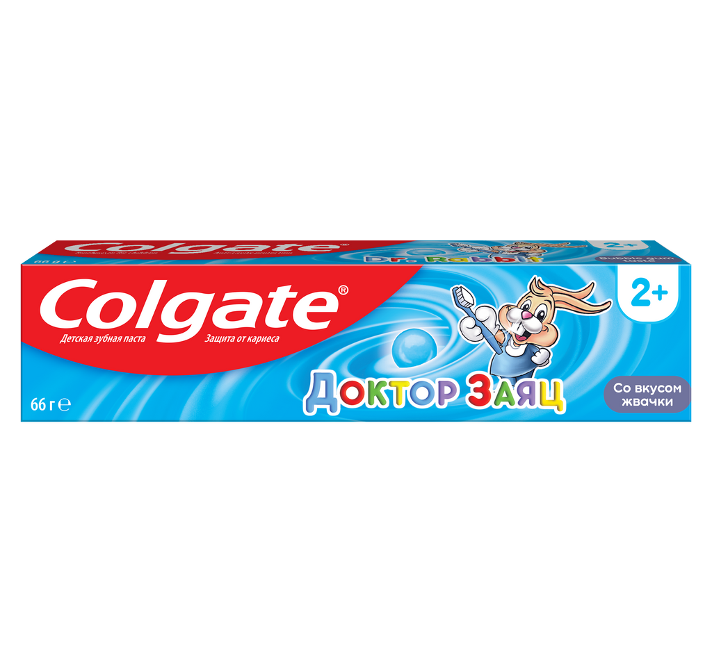 Colgate Доктор Заяц детская зубная паста, паста гелевая зубная, со вкусом жвачки, 50 мл, 1 шт.