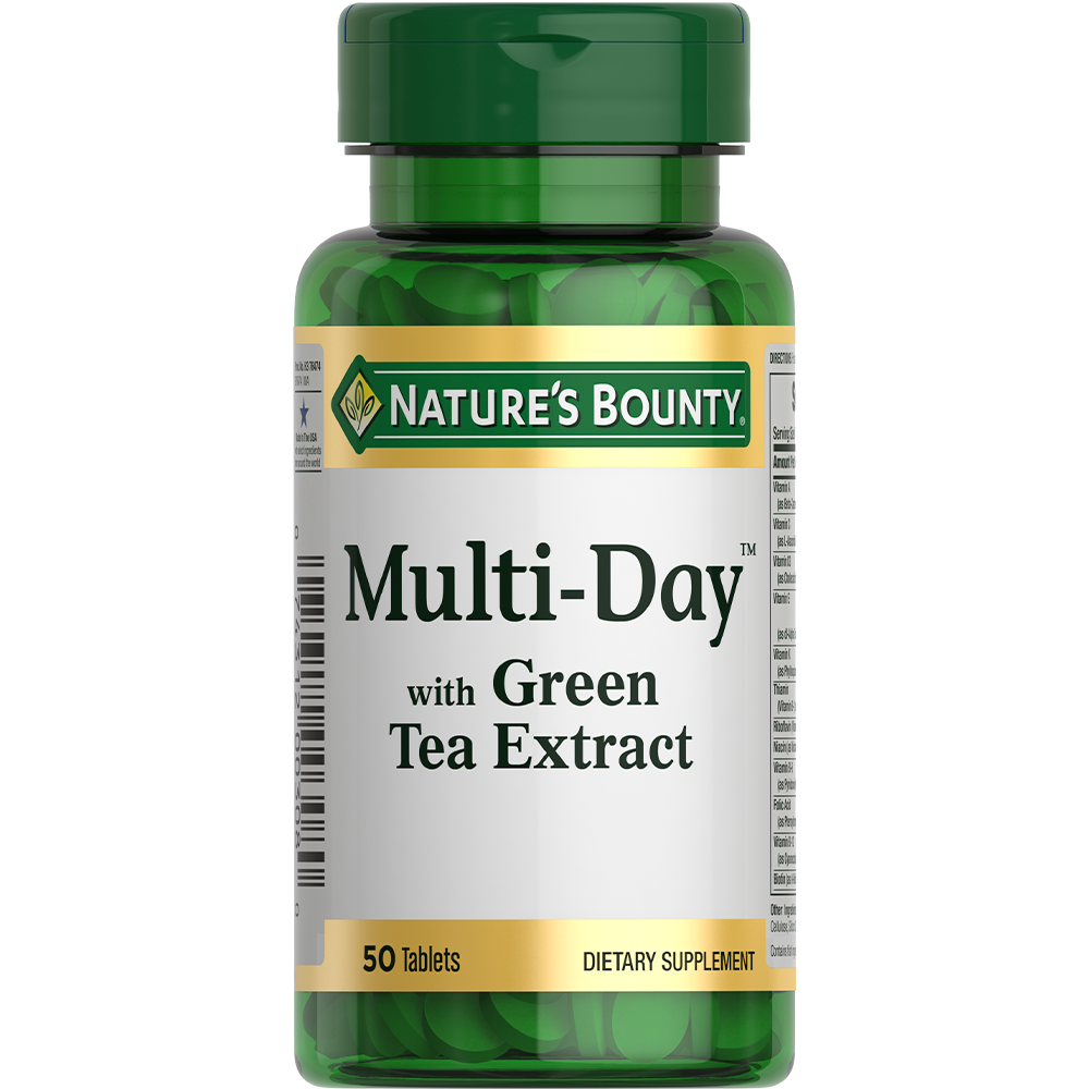 фото упаковки Natures Bounty Мультидэй зеленый чай витаминный комплекс
