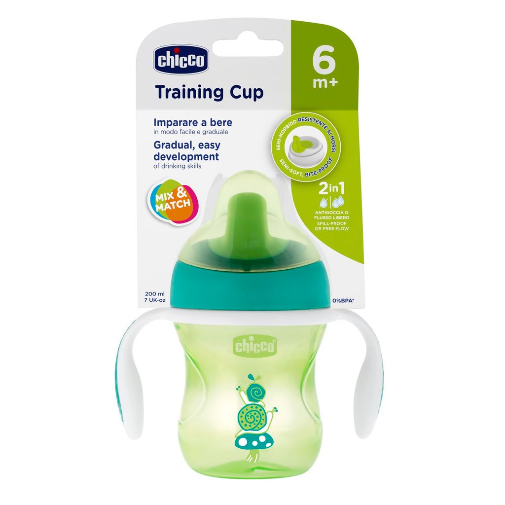 Chicco Training Cup Чашка-поильник 6+, зеленого цвета, 200 мл, 1 шт.