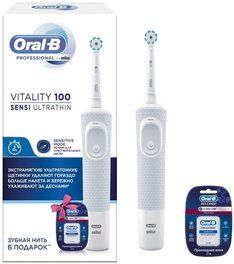 фото упаковки Oral-B Vitality 100 Sensi набор зубная щетка и нить