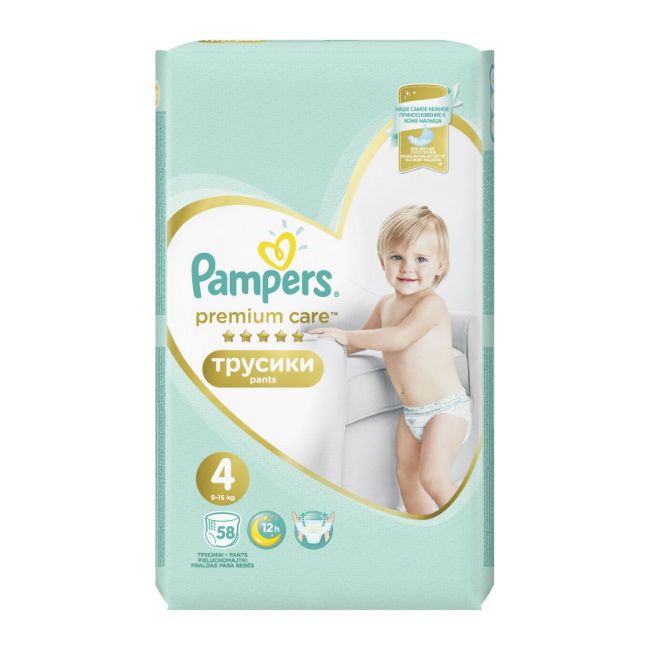 Pampers Premium Care pants Подгузники-трусики детские, р. 4, 9-15 кг, 58 шт.