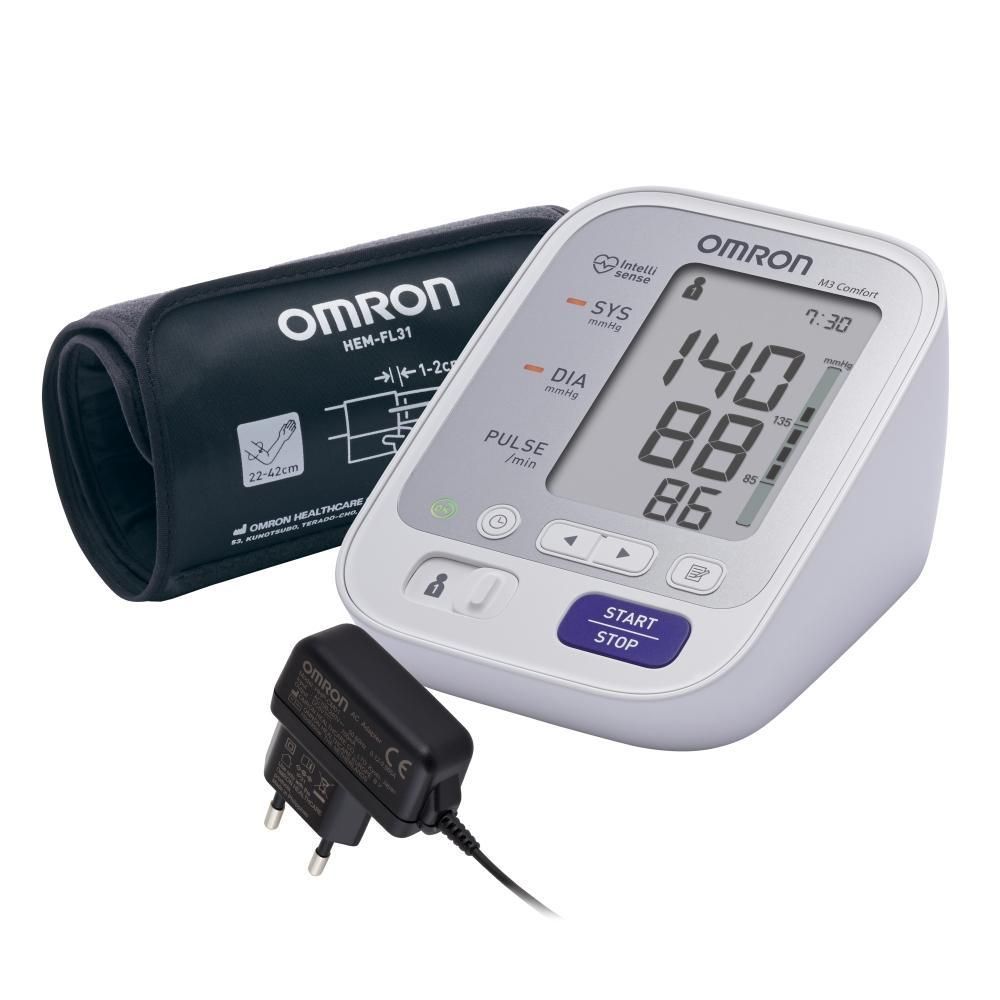 фото упаковки Тонометр Omron M3 Comfort, тонометр автоматический, арт. HEM-7134/7155-ALRU с универсальной манжетой и адаптером, 1 шт. фото упаковки Тонометр Omron M3 Comfort