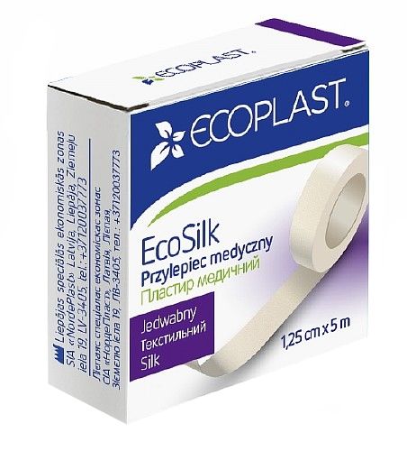Ecoplast Пластырь фиксирующий Ecosilk, 1.25х500 см, пластырь медицинский, текстильный, 1 шт.