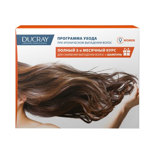 Ducray Программа ухода при хроническом выпадении волос у женщин, набор, Лосьон против выпадения волос у женщин Neoptide 30мл 3шт + Шампунь Anaphase+ 100мл, 1 шт.