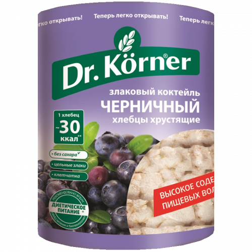 Доктор Кернер Хлебцы Злаковый Коктейль, хлебцы, черника, 100 г, 1 шт.