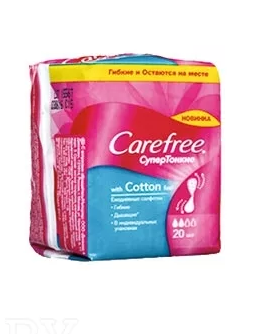 Carefree with cotton feel fresh салфетки женские гигиенические супертонкие, прокладки ежедневные, 20 шт.