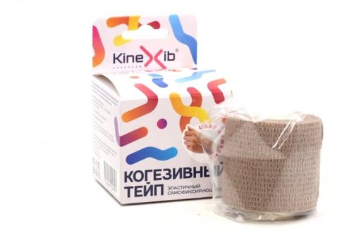 Kinexib Когезивный тейп самофиксирующийся, 5см х 450см, бежевого цвета, 1 шт.