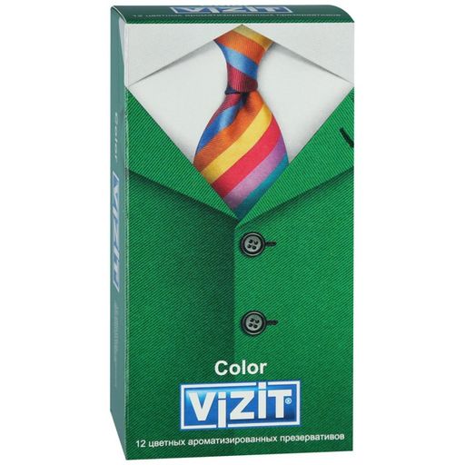 Презервативы Vizit Color, презерватив, цветные, ароматизированные, 12 шт.