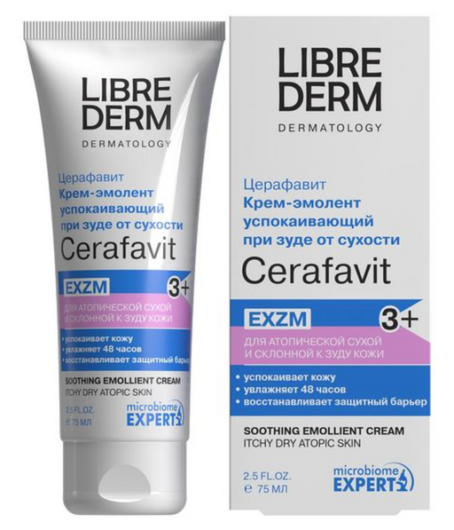 Librederm Cerafavit Крем-эмолент успокаивающий, для детей с 3 лет и взрослых, крем для рук, лица и тела, коллоидной овсянкой, церамидами и пребиотиком, 75 мл, 1 шт.