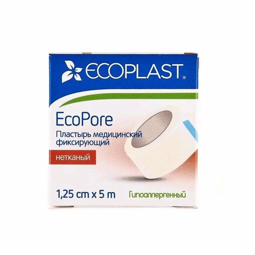 Ecoplast Пластырь фиксирующий Ecopore, 1.25х500 см, нетканая основа, 1 шт.