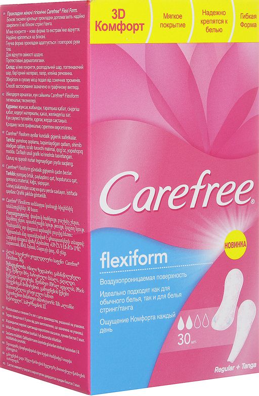 Carefree Flexiform салфетки женские гигиенические, прокладки ежедневные, 30 шт.