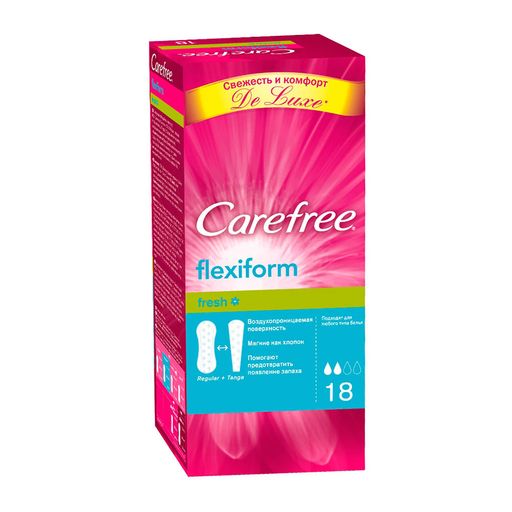 Carefree Flexiform салфетки женские гигиенические, прокладки ежедневные, с ароматом свежести, 18 шт.
